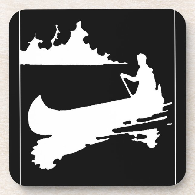 Retro Canoe Silhouette Coaster (Front)