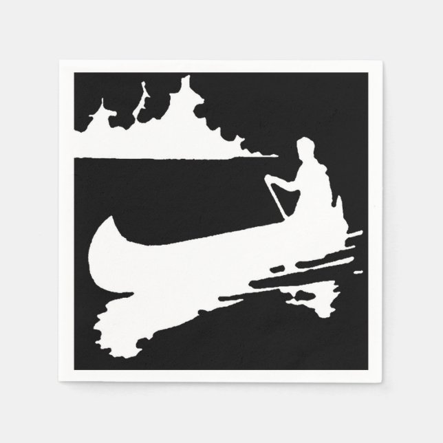 Retro Canoe Silhouette Paper Napkin (Front)