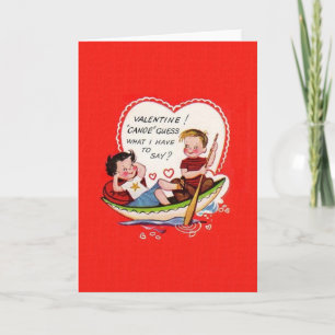 Retro Canoe Valentine's Day Greeting Card