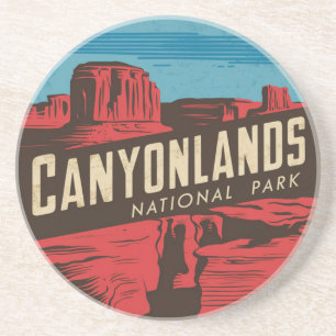 Retro Canyonlands National Park Travel Emblem Coaster