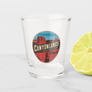 Retro Canyonlands National Park Travel Emblem Shot Glass