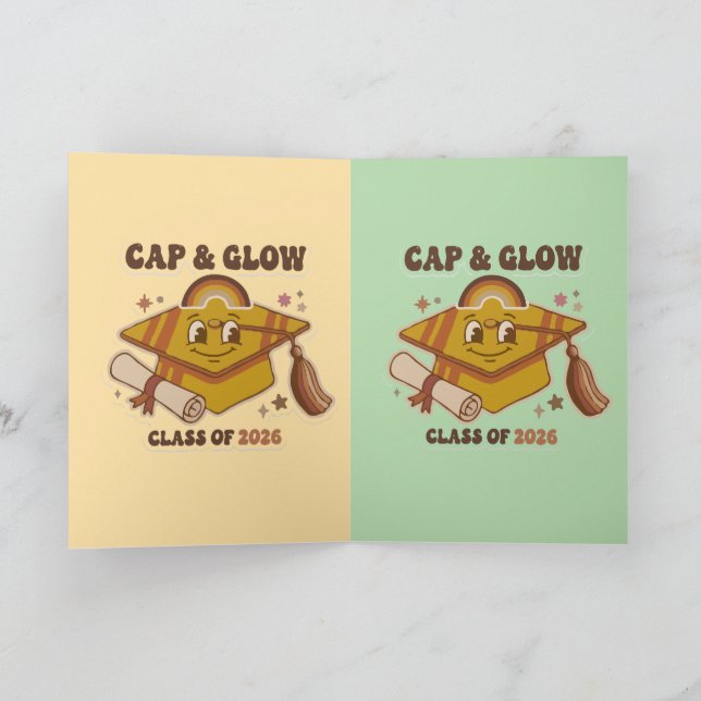 Retro Cap & Glow Class of 2026 Graduation Announcement (Inside)