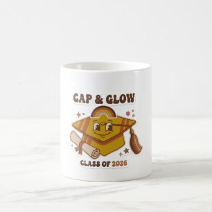 Retro Cap & Glow Class of 2026 Graduation Coffee Mug