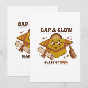 Retro Cap & Glow Class of 2026 Graduation Invitation