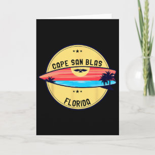Retro Cape San Blas Florida Beach Surfing For Men  Card
