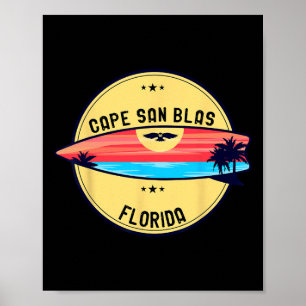 Retro Cape San Blas Florida Beach Surfing For Men  Poster