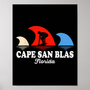 Retro Cape San Blas Florida Surfboarding Poster