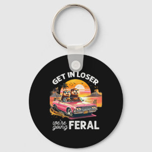 Retro Capybara Get In Loser We39re Going Feral Cut Key Ring