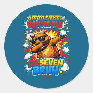 Retro Capybara Meme Off Cause Classic Round Sticker