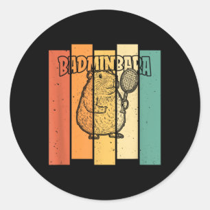 Retro Capybara Shuttle - Vintage Badminton Badminb Classic Round Sticker