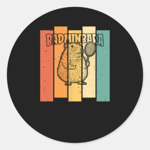Retro Capybara Shuttle - Vintage Badminton Badminb Classic Round Sticker
