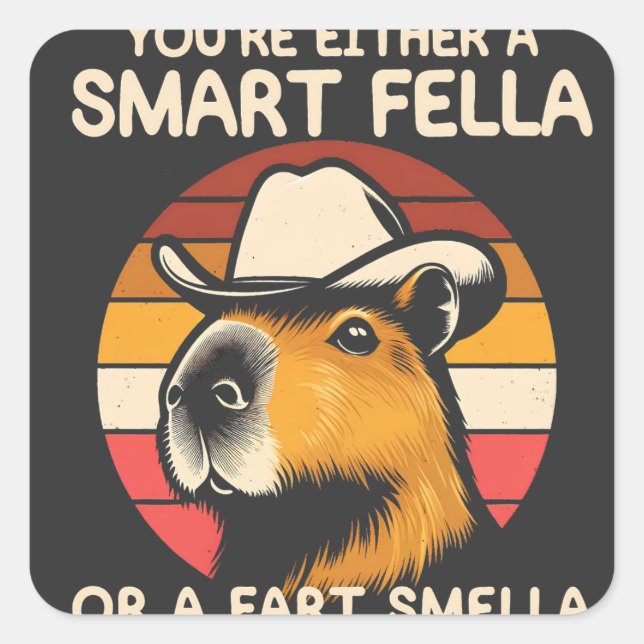 Retro Capybara Square Sticker (Front)