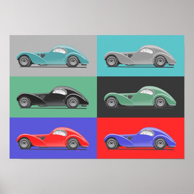 Retro Car Artwork Poster (Front)
