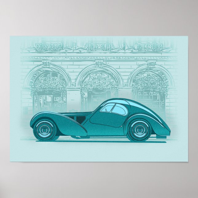 Retro Car Artwork Poster (Front)