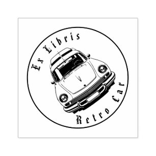 Retro Car Black and White Drawing Personalised Rubber Stamp