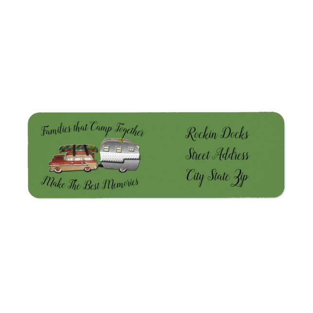 Retro Car Camper Return Address Label (Front)