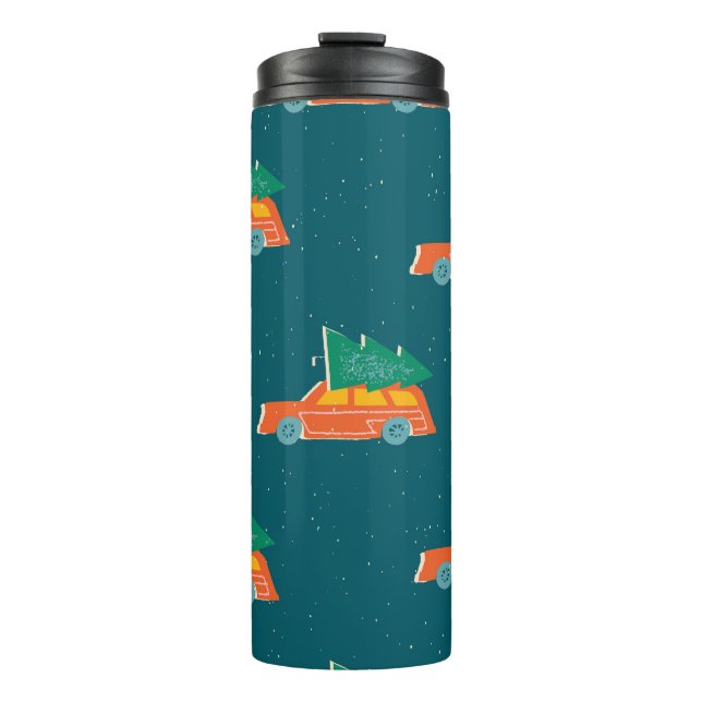 Retro Car Christmas Tree Pattern Thermal Tumbler (Front)