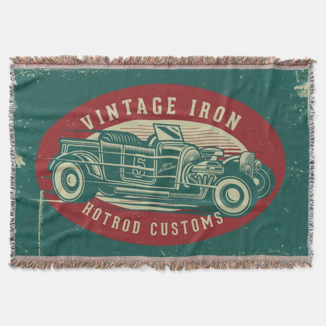 Retro Car Design Throw Blanket (Front)