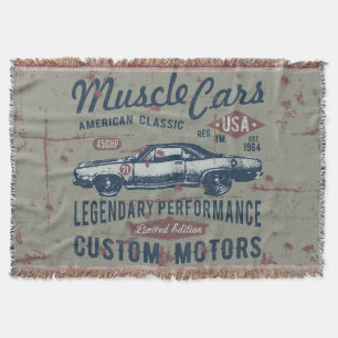 Retro Car Design Throw Blanket