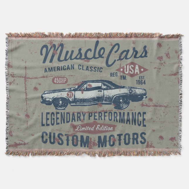 Retro Car Design Throw Blanket (Front)