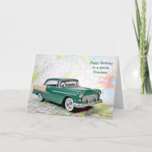Retro Car for Grandson's Birthday Card