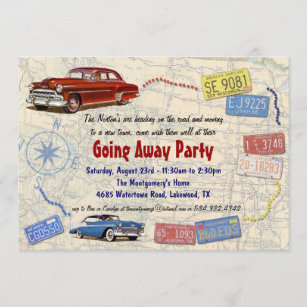 Retro Car Going Away Party Invitation - New Home