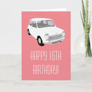 Retro Car Happy 16th Birthday Card