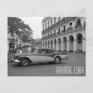 retro car havana postcard