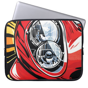 Retro Car Headlight Burst in Pop Art Style Laptop Sleeve