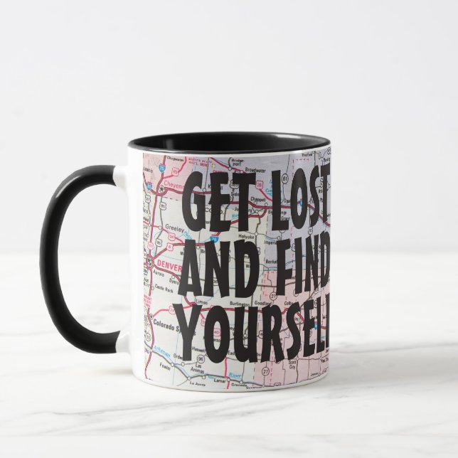 Retro Car on Road Map Mug (Left)