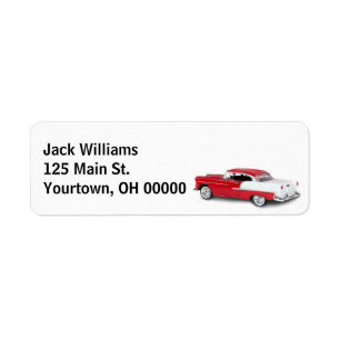 Retro Car On White Return Address Label