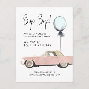 Retro Car Parade Party Drive By Rockabilly Any Age Postcard