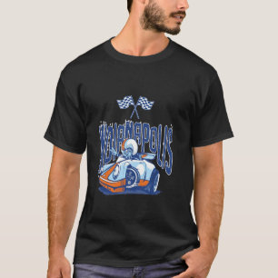 Retro Car Racer Indianapolis Indiana Chequered Rac T-Shirt