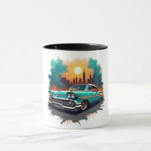 Retro Car Skyline Vibes Coffee Cup