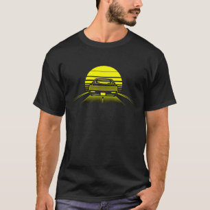 Retro Car Sunset Drive   Synthwave Car Road  T-Shirt