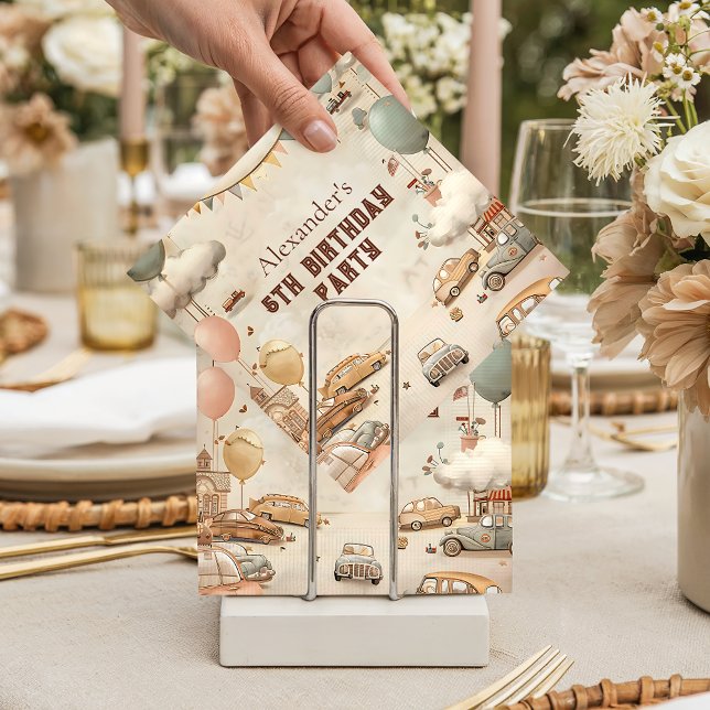 Retro Car Themed Kids Birthday Napkin (Creator Uploaded)