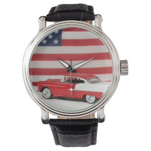 Retro Car With American Flag Watch