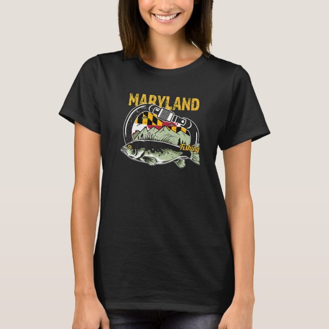 Retro Carabiner Maryland Fishing T-Shirt (Front)