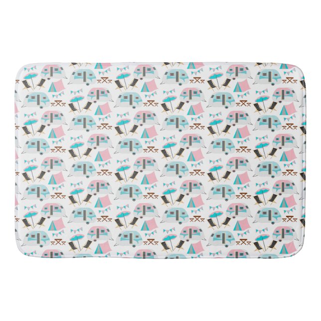Retro Caravan Camping Cute Bath Mat (Front)