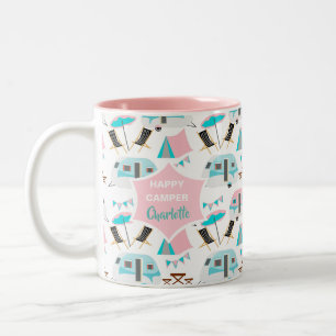 Retro Caravan Camping Cute Personalised  Two-Tone Coffee Mug