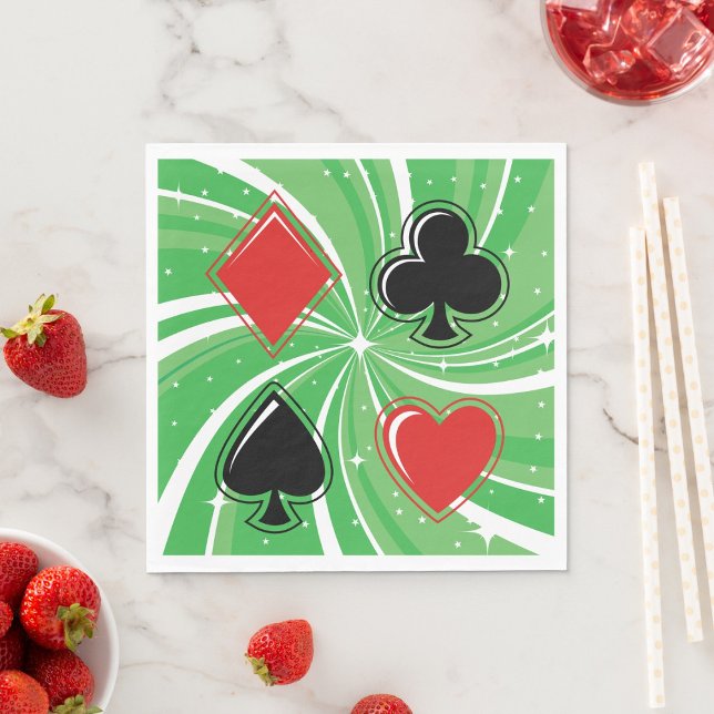 Retro Card Suits Vibrant Red and Black Napkin (Creator Uploaded)