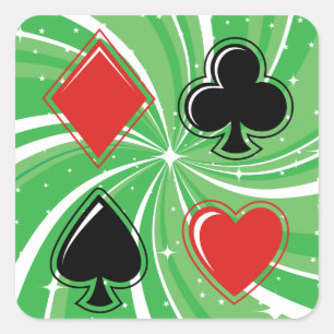 Retro Card Suits Vibrant Red and Black Square Sticker