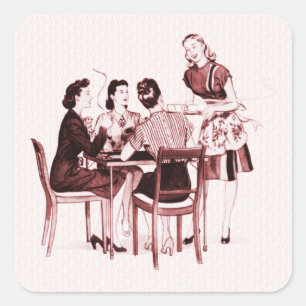 Retro Cards and Coffee Square Sticker