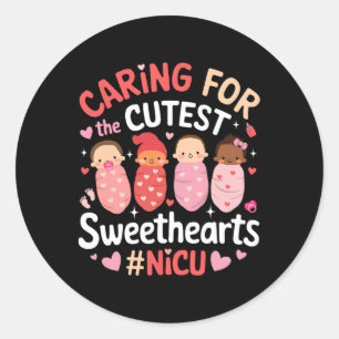 Retro Caring For The Cutest Sweethearts Nicu Valen Classic Round Sticker