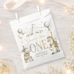 Retro carnival theme boy 1st birthday favour bag