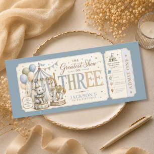Retro carnival theme boy 3rd birthday invitation