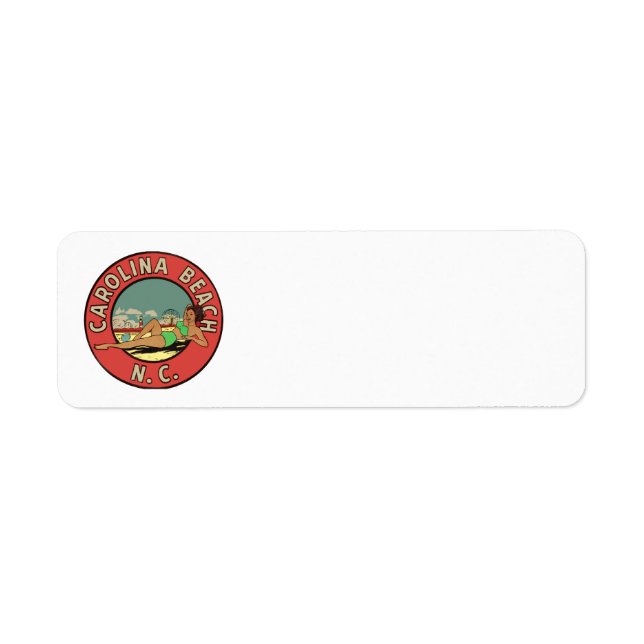 Retro Carolina Beach Roundel Return Address Label (Front)