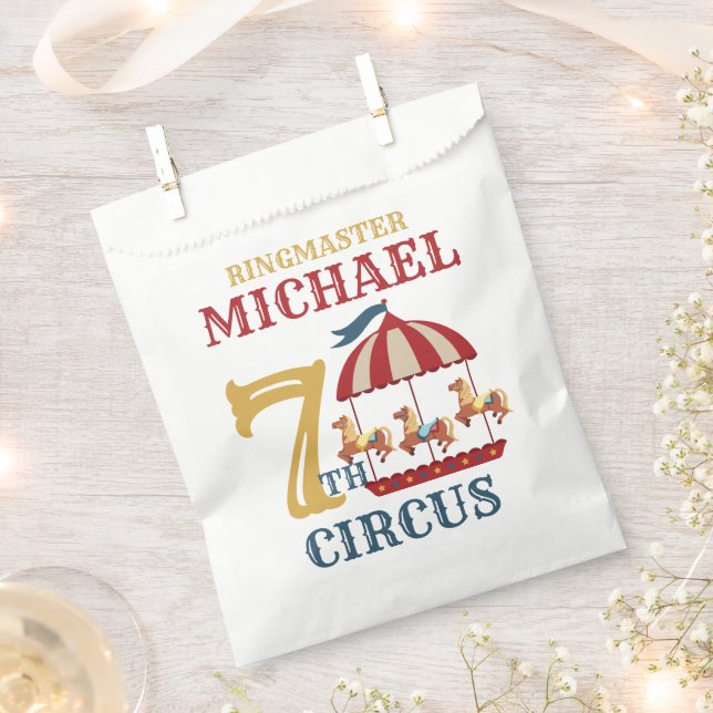 Retro Carousel Circus Carnival Birthday Favour Bag (Clipped)