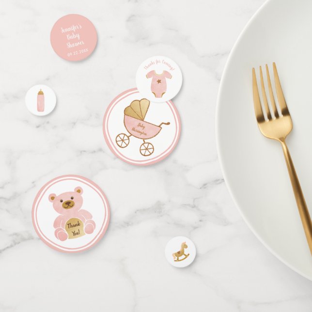 Retro Carriage Toys Bottle Pink Baby Girl Shower Confetti (Group)