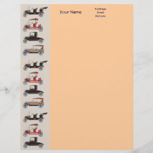 RETRO CARS 2 AUTO RESTORATION grey red black pink Personalized Letterhead